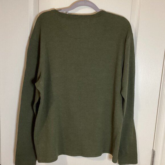 Buffalo David Bitton Men's Henley Style Green Waffle Knit Top Long Sleeve - Picture 4 of 7